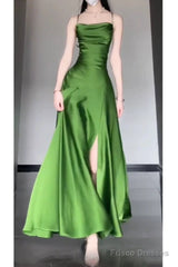 Sexy Sheath Spaghetti Straps Green Satin Beach Dress WomenS Vacation Dresses