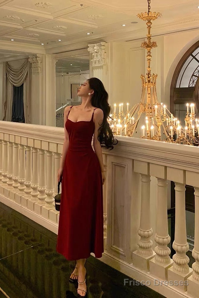 Sexy Sheath Spaghetti Straps Red Knee Length Prom Dresses Birthday Outfits