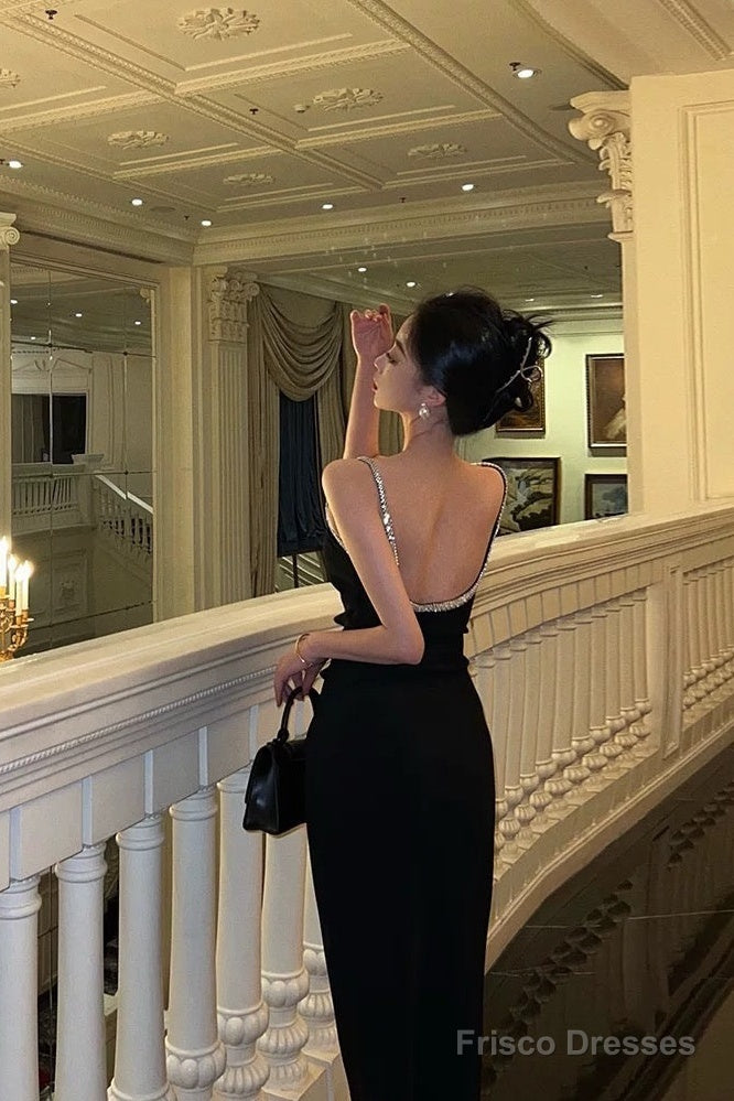 Sexy Sheath Spaghetti Straps Sleeveless Black Knee Length Prom Dresses Birthday Outfits Secondary image