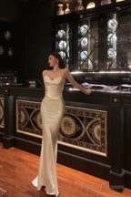 Sexy Sheath Spaghetti Straps White Long Prom Dresses Birthday Outfits