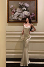 Sexy Sheath Spaghetti Straps White Long Prom Dresses Birthday Outfits