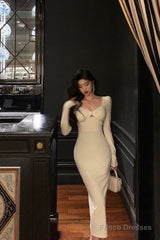 Sexy Sheath Strapless White Long Sleeves Prom Dresses Birthday Outfits Evening Gown