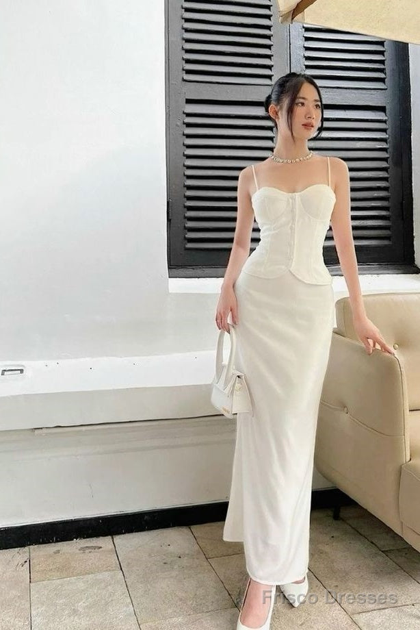 Sexy Sheath Strapless White Prom Dresses Main image