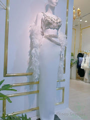 Sexy Sheath Straps White Prom Dresses 21Th Birthday Outfit