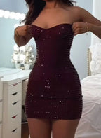Sexy Sheath Sweetheart Burgundy Sequin Short Summer Birthday Dress Hoco Dress Birthday Outfit 18Th Birthday Mini Party Dresses