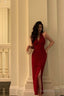 Sexy Sheath V Neckline Red Knee Length Prom Dresses Birthday Outfits