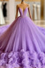 Sexy Spaghetti Straps Lavender Tulle Wedding Dress Beading Bodice