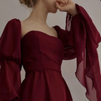 Sexy Square Neckline Chiffon Long Prom Dress 21Th Birthday Outfit
