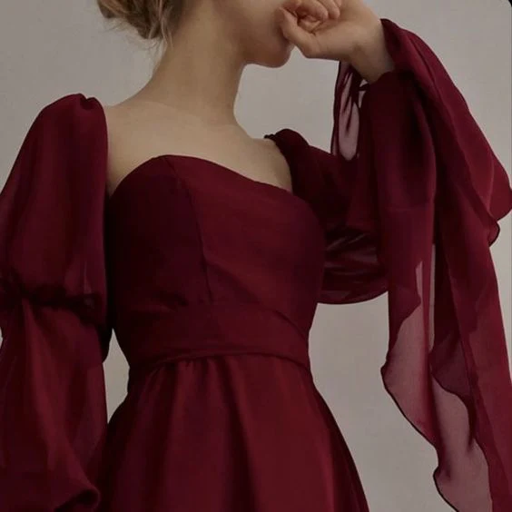 Sexy Square Neckline Chiffon Long Prom Dress 21Th Birthday Outfit