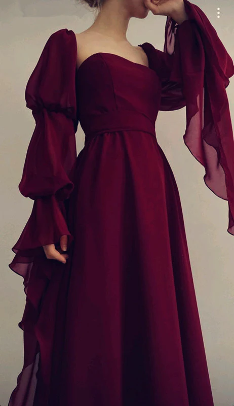 Sexy Square Neckline Chiffon Long Prom Dress 21Th Birthday Outfit Main image