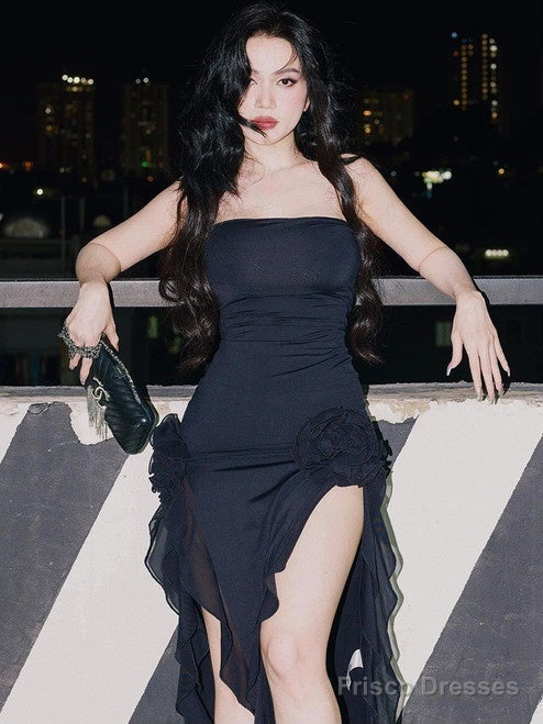 Sexy Strapless Black Prom Evening Dress