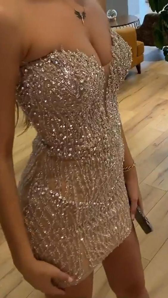 Sexy Strapless Champagne Birthday Dresses Bling Birthday Outfits Main image