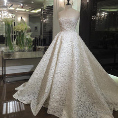 Sexy Strapless Lace Wedding Dresses Ball Gowns