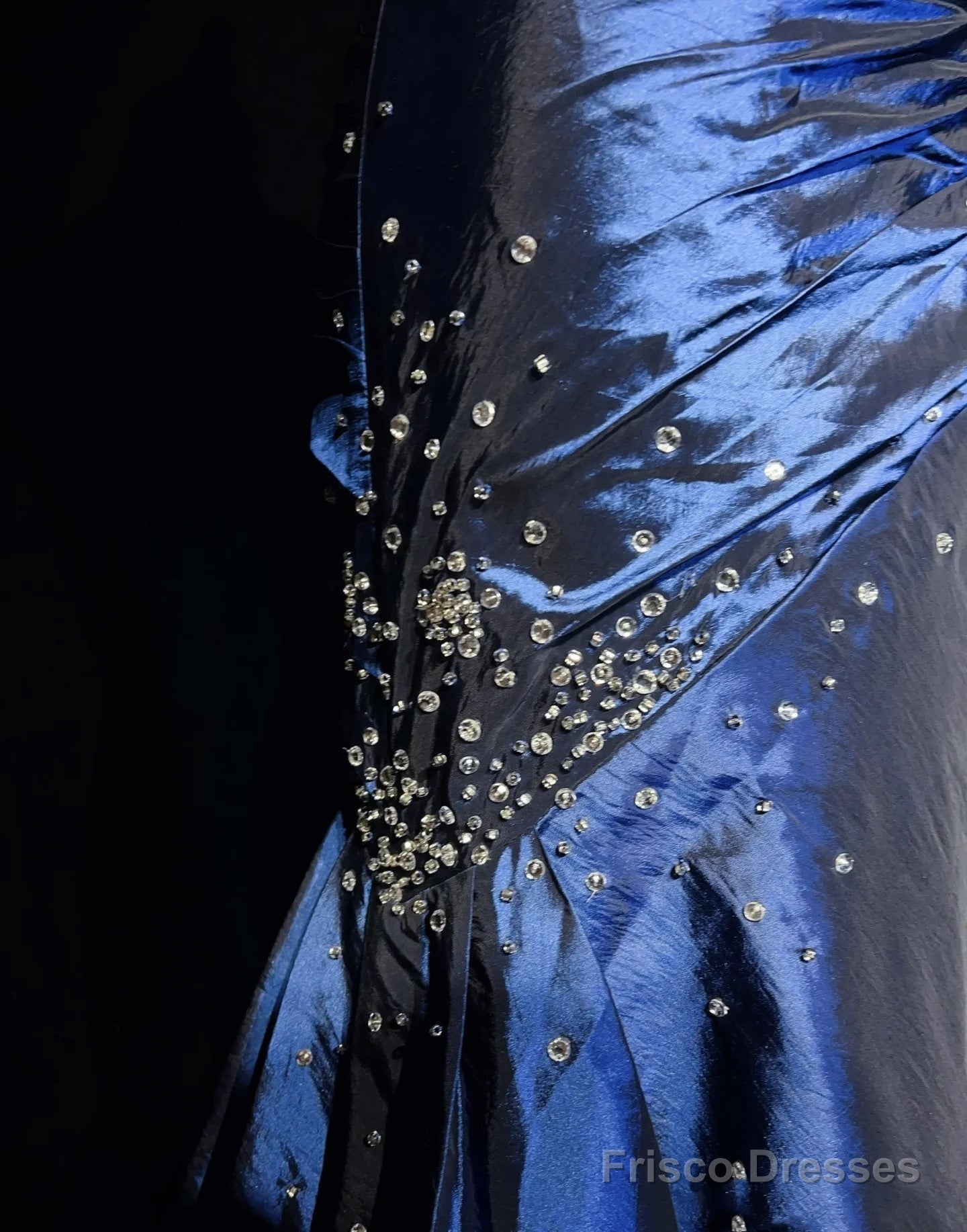Sexy Sweetheart Sleeveless Mermaid Satin Long Navy Blue Prom Dresses