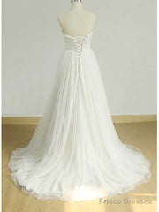 Sexy Sweetheat White Tulle Long Wedding Dress,