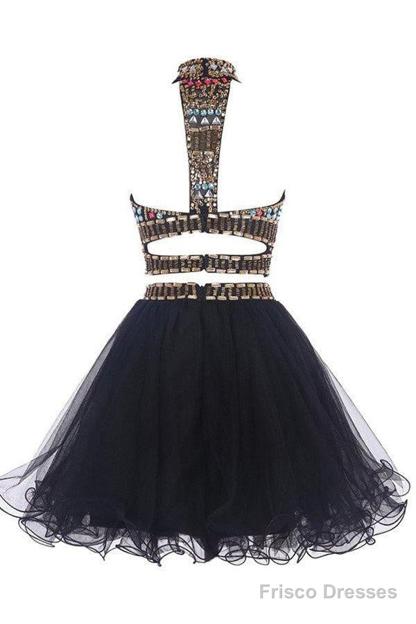 Sexy Two Pieces Backless Black Homecoming/Prom Dresses Secondary image