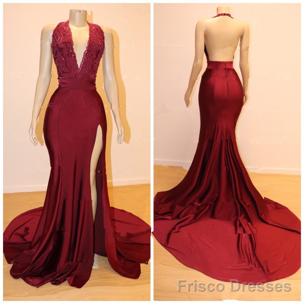 Sexy V-neck Chiffon Mermaid Prom Dress Sequins Long Backless With Split Secondary image