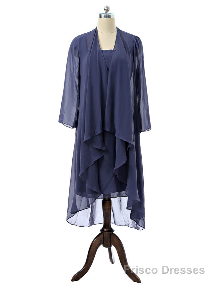 Sheath Chiffon Navy Blue Mother Of The Bride Dresses With Jacket