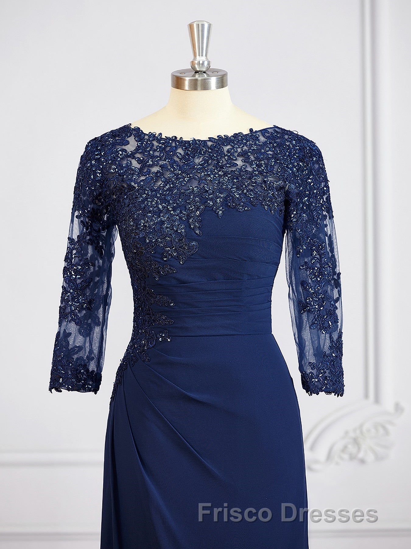 Sheath/Column Bateau Floor-Length Chiffon Mother of the Bride Dress With Appliques Lace Secondary image