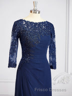 Sheath/Column Bateau Floor-Length Chiffon Mother of the Bride Dress With Appliques Lace