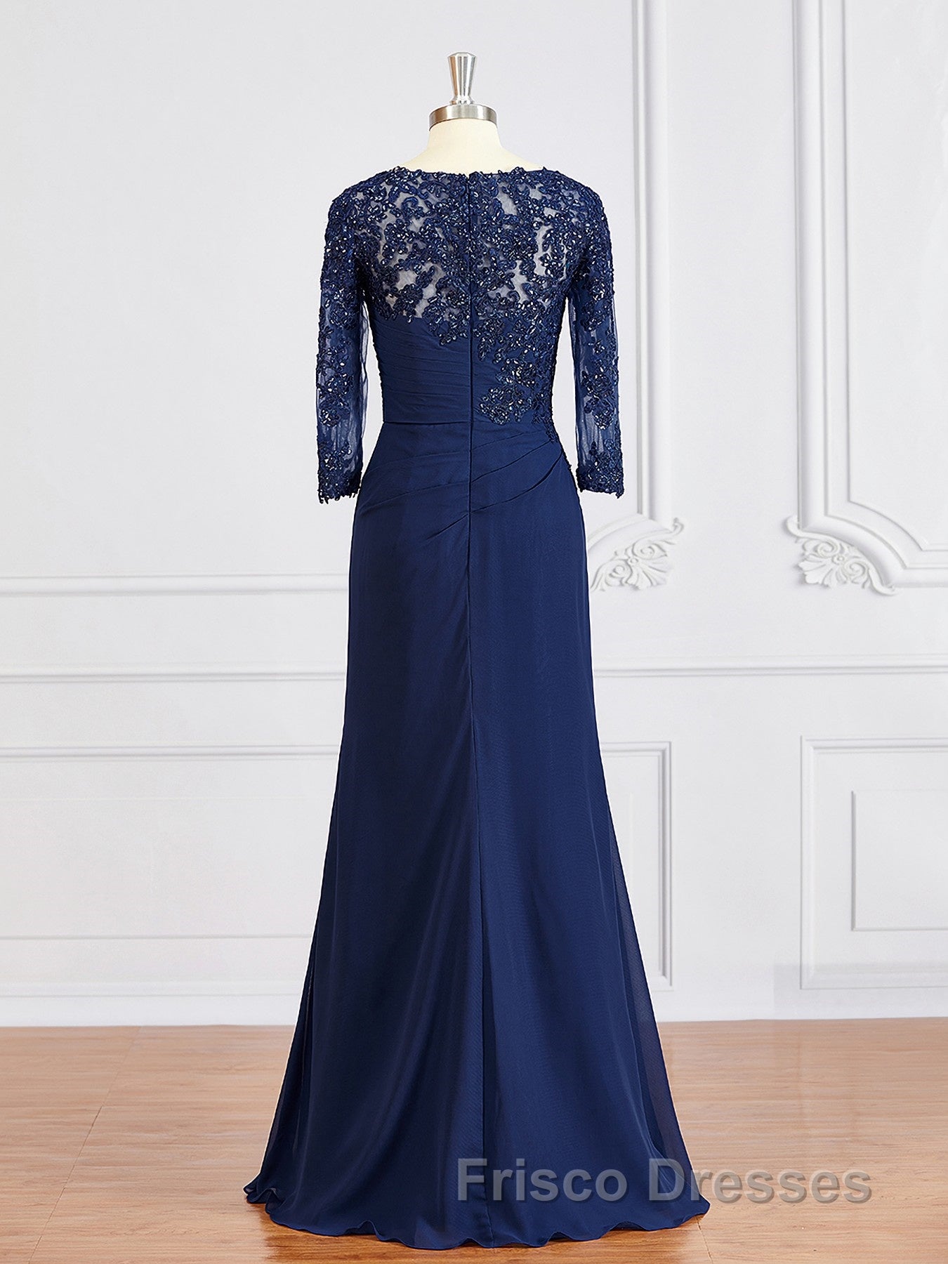 Sheath/Column Bateau Floor-Length Chiffon Mother of the Bride Dress With Appliques Lace