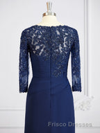 Sheath/Column Bateau Floor-Length Chiffon Mother of the Bride Dress With Appliques Lace