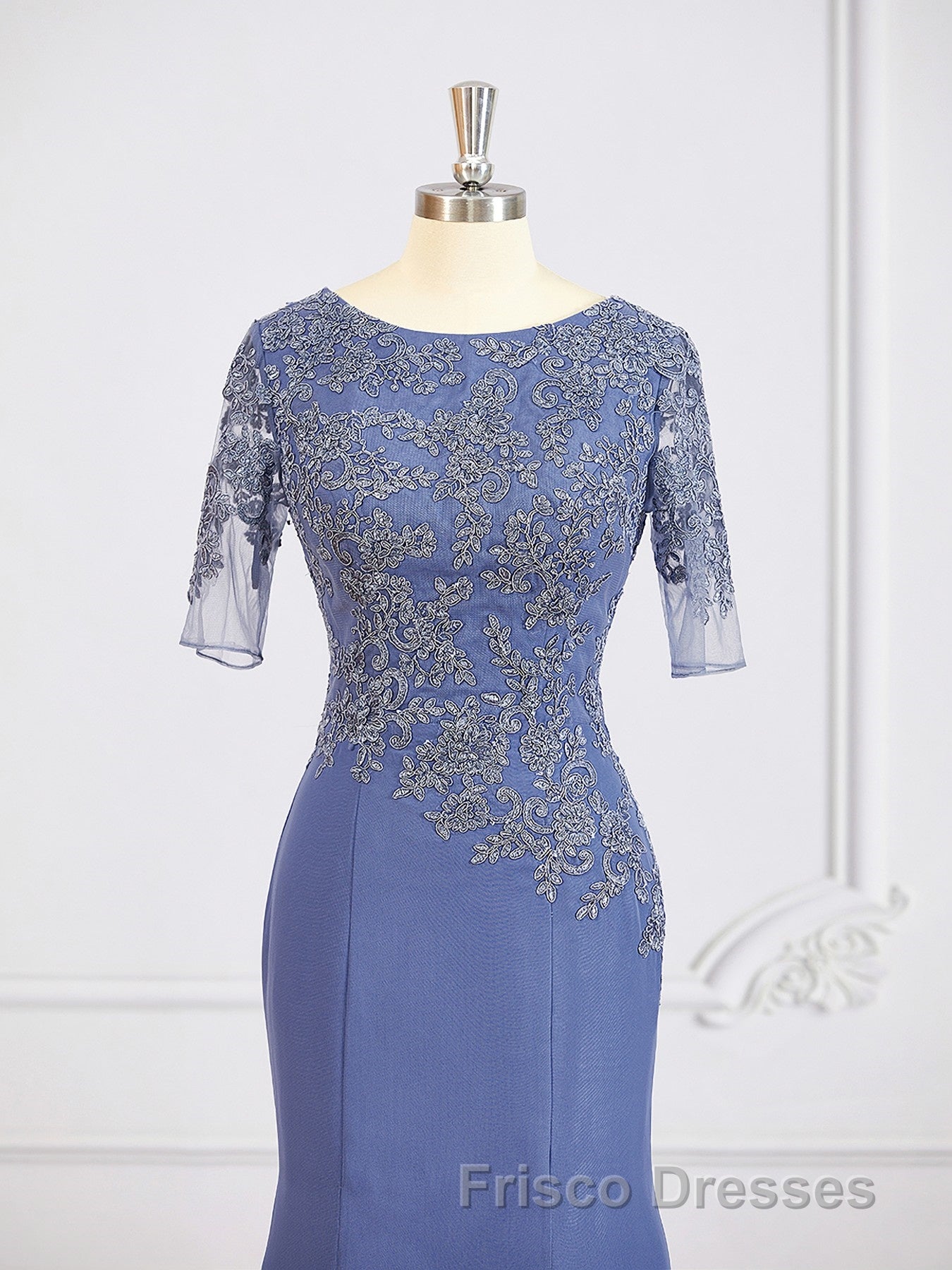 Sheath/Column Bateau Floor-Length Chiffon Mother of the Bride Dress With Appliques Lace Secondary image