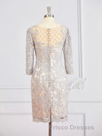 Sheath/Column Bateau Short/Mini Chiffon Mother of the Bride Dress With Appliques Lace