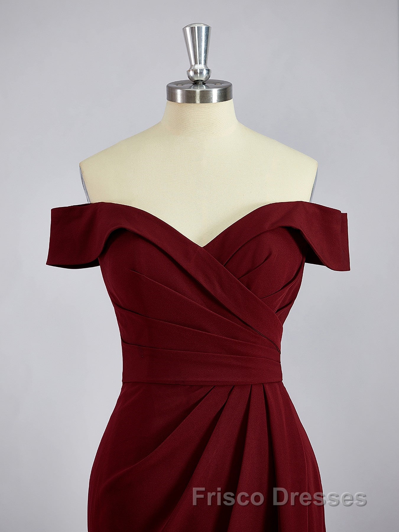 Sheath/Column Off-the-Shoulder Floor-Length Stretch Crepe Mother of the Bride Dress With Ruffles Secondary image