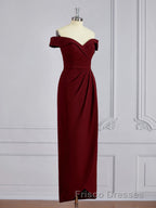 Sheath/Column Off-the-Shoulder Floor-Length Stretch Crepe Mother of the Bride Dress With Ruffles