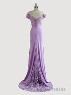 Sheath/Column Off-the-Shoulder Sweep Train Jersey Mother of the Bride Dress With Ruffles