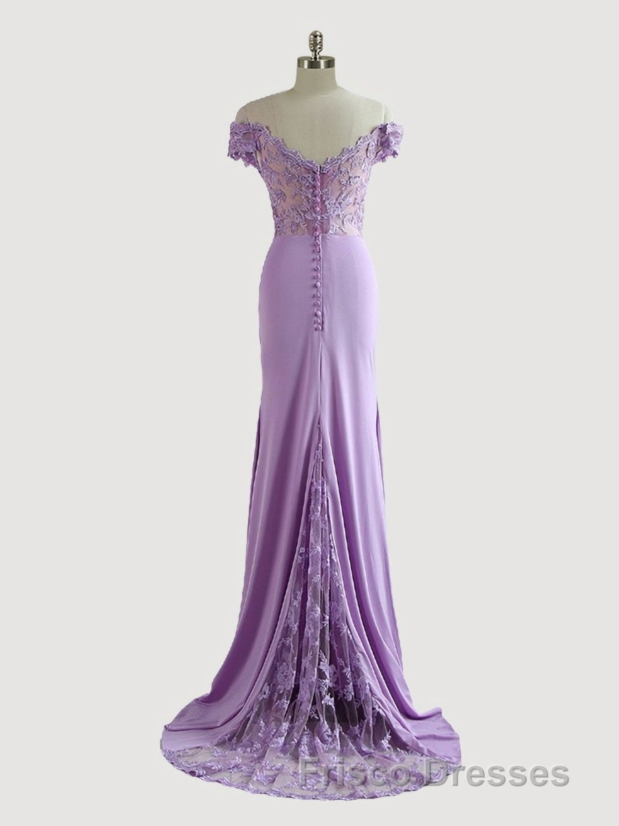 Sheath/Column Off-the-Shoulder Sweep Train Jersey Mother of the Bride Dress With Ruffles