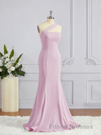 Sheath/Column One-Shoulder Floor-Length Stretch Crepe Bridesmaid Dress