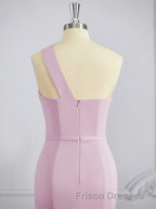 Sheath/Column One-Shoulder Floor-Length Stretch Crepe Bridesmaid Dress