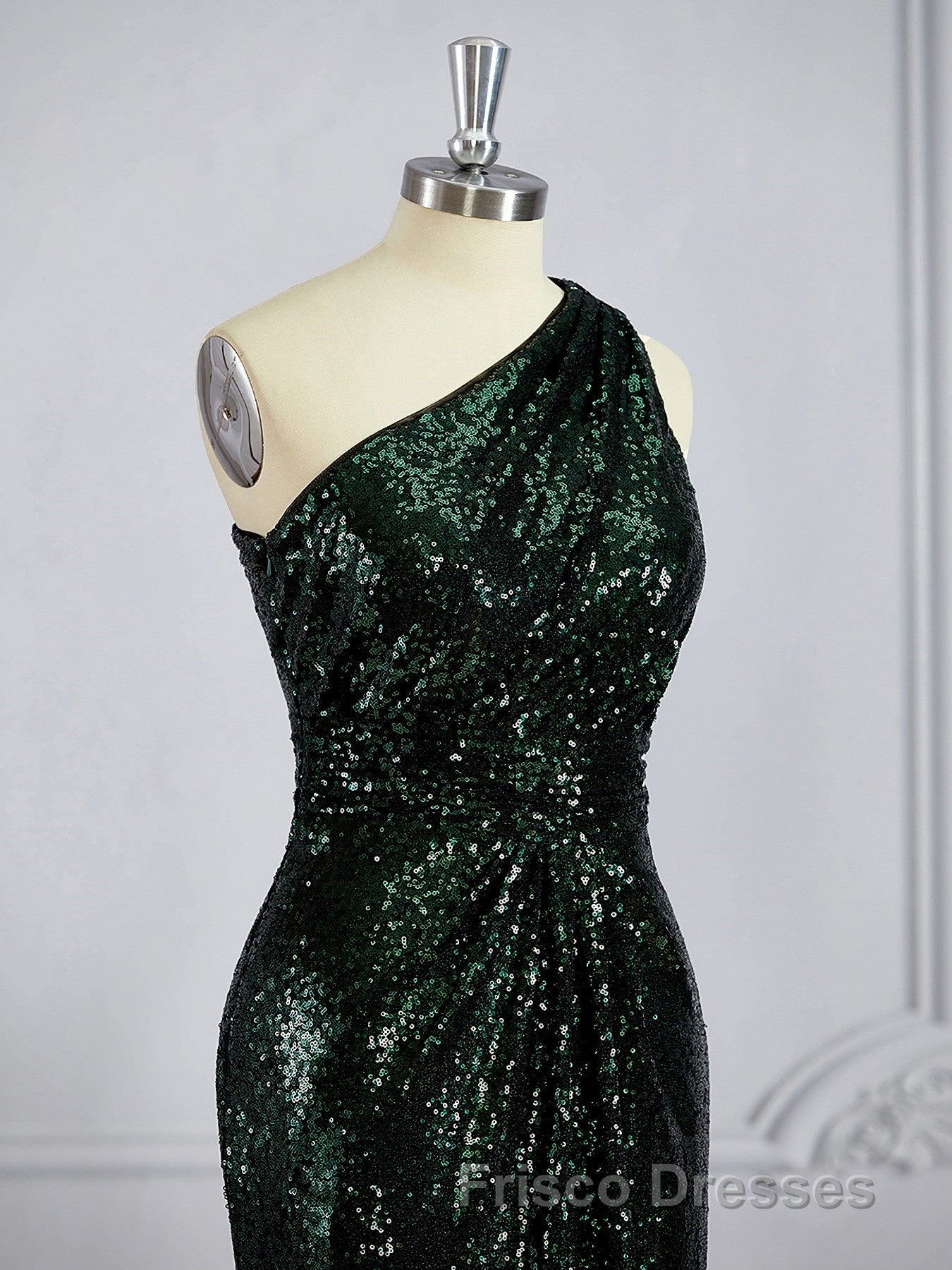 Sheath/Column One-Shoulder Sweep Train Sequins Bridesmaid Dress