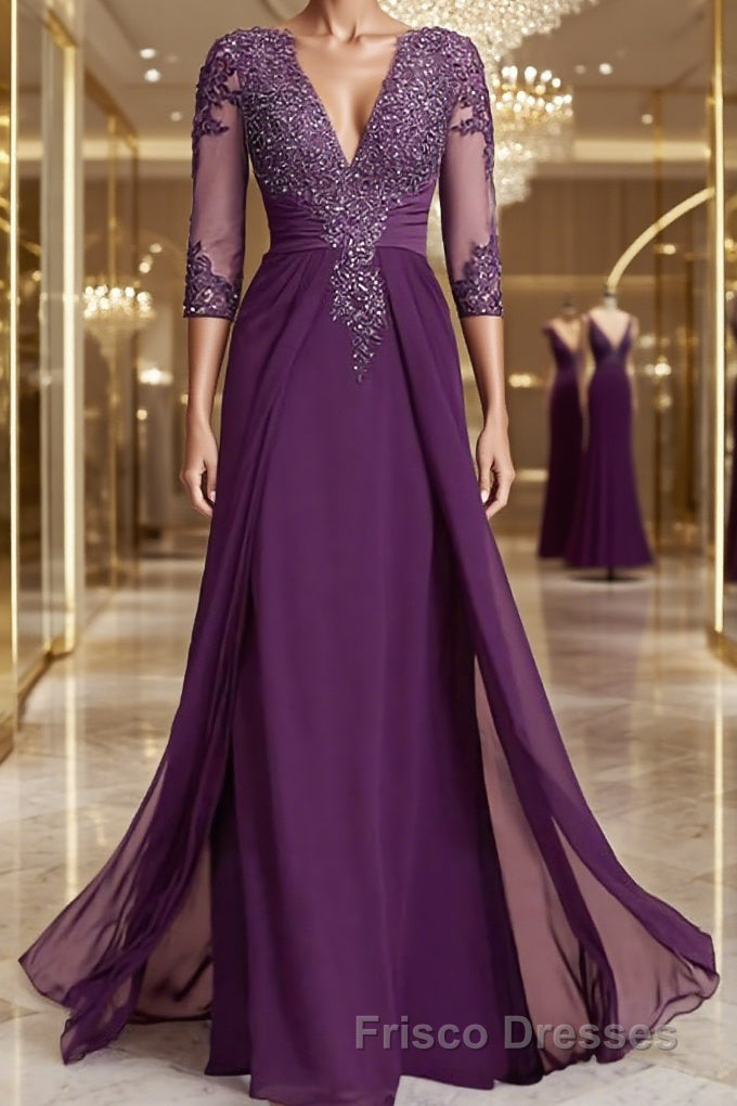 Sheath/Column Scoop Floor-Length Chiffon Mother of the Bride Dress With Lace