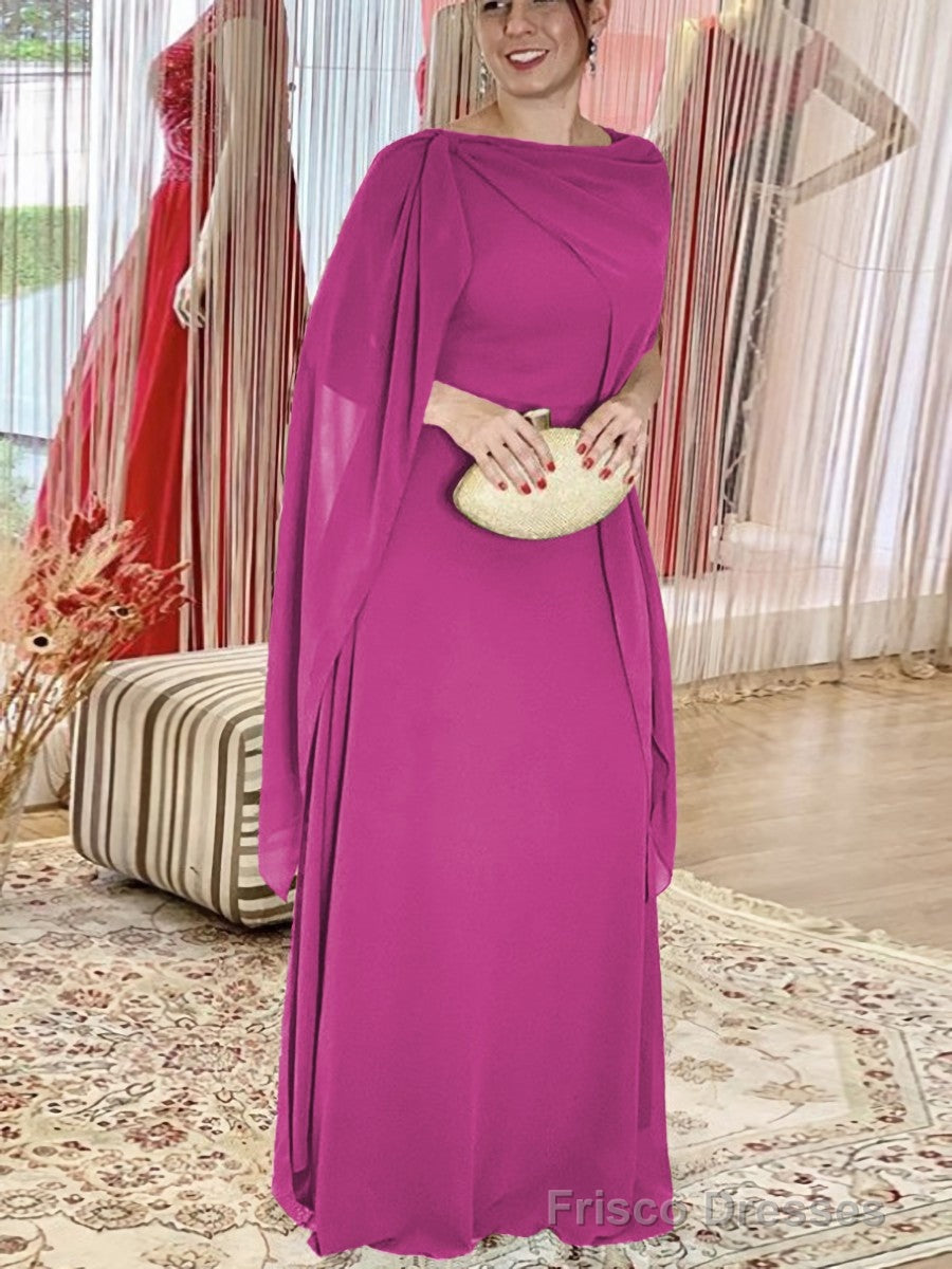 Sheath/Column Scoop Floor-Length Chiffon Mother of the Bride Dresses With Ruffles