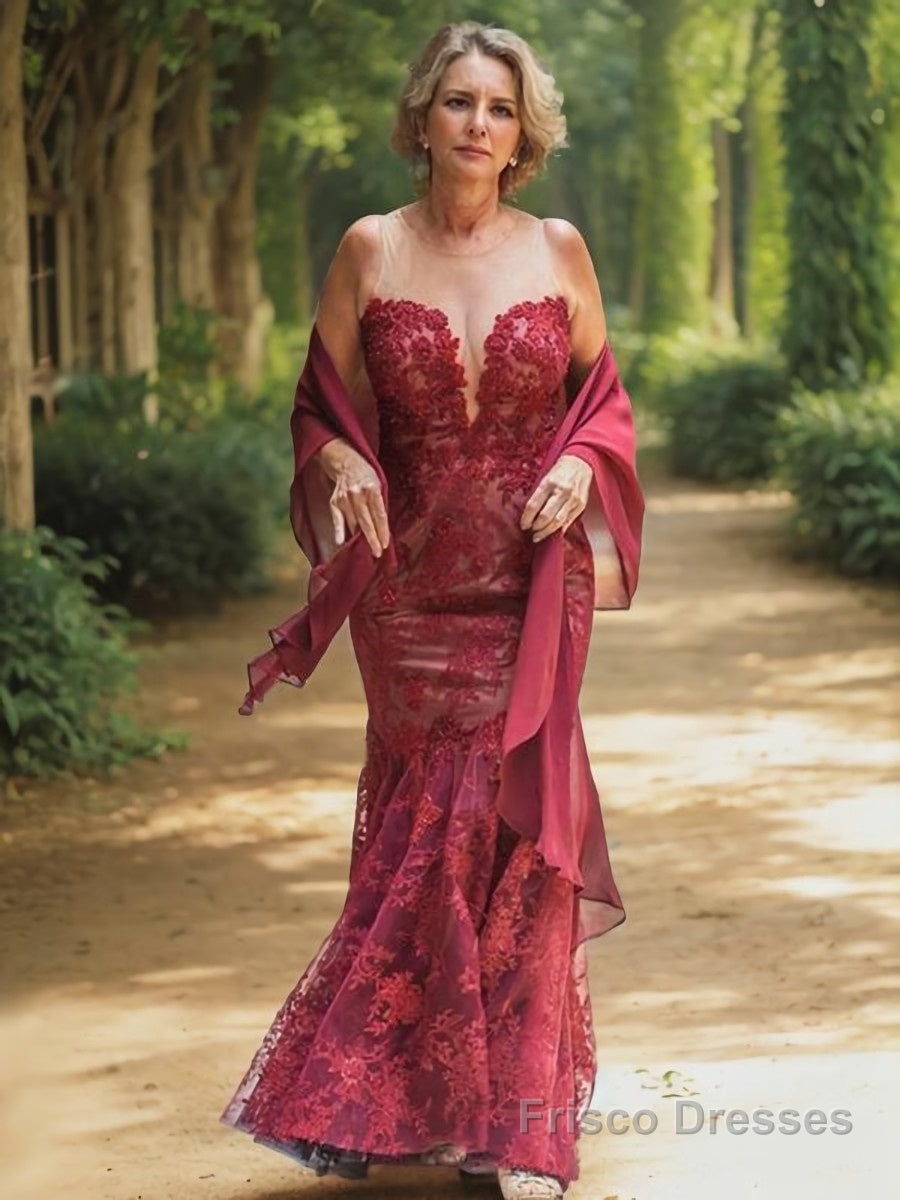 Sheath/Column Scoop Floor-Length Lace Mother of the Bride Dresses With Appliques Lace Main image