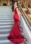 Sheath/Column Sleeveless Sweetheart Sweep Train Elastic Satin Prom Dresses