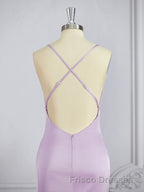 Sheath/Column Square Sweep Train NS Elastic Woven Satin Bridesmaid Dress