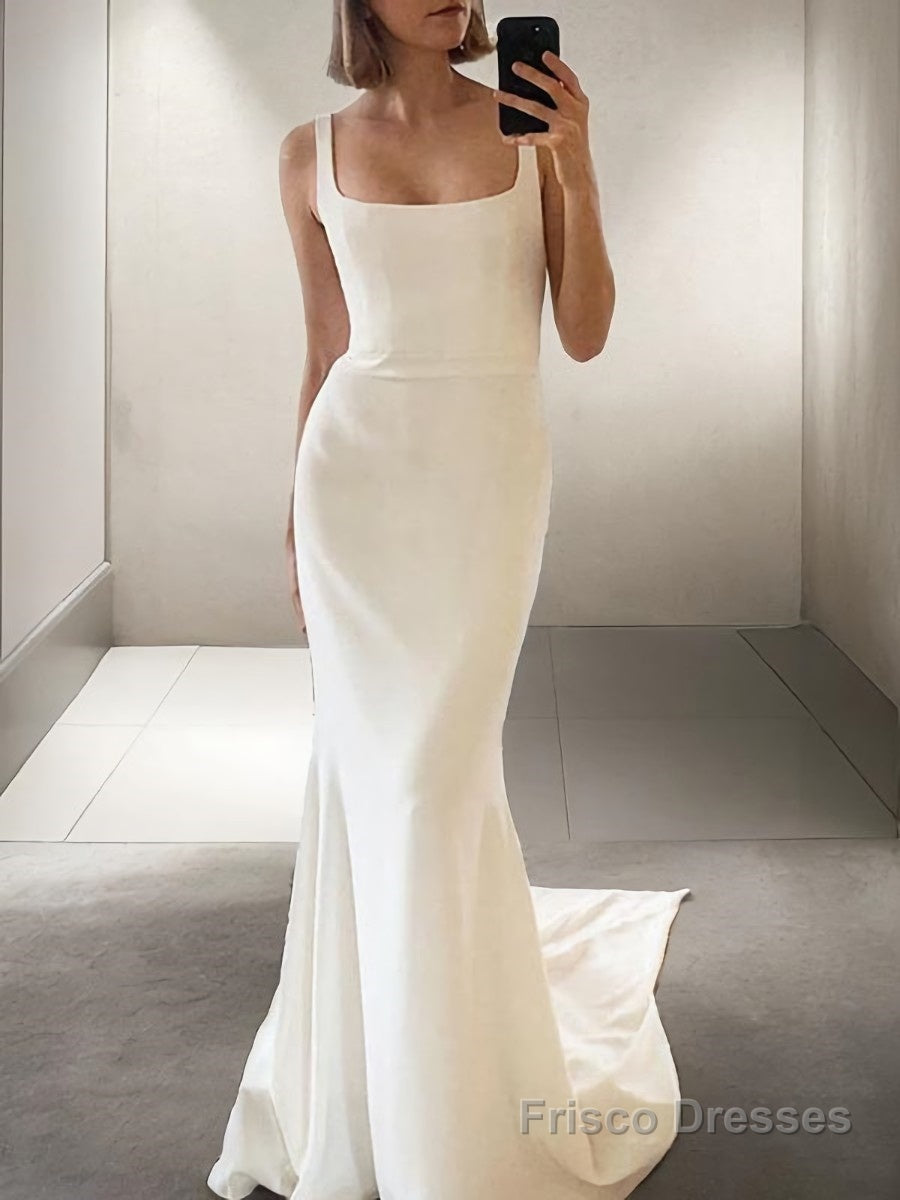 Sheath/Column Straps Sweep Train Stretch Crepe Wedding Dresses Main image