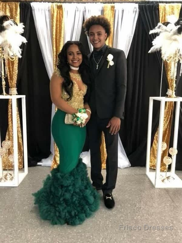 Green Prom Dress Sheath/Column Stretch Crepe Applique Scoop Sleeveless Floor-Length Dresses Main image