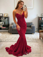 Sheath/Column Sweetheart Sweep Train Evening Dresses With Ruffles