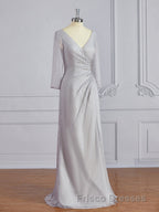 Sheath/Column V-neck Floor-Length 30D Chiffon Mother of the Bride Dress With Beading