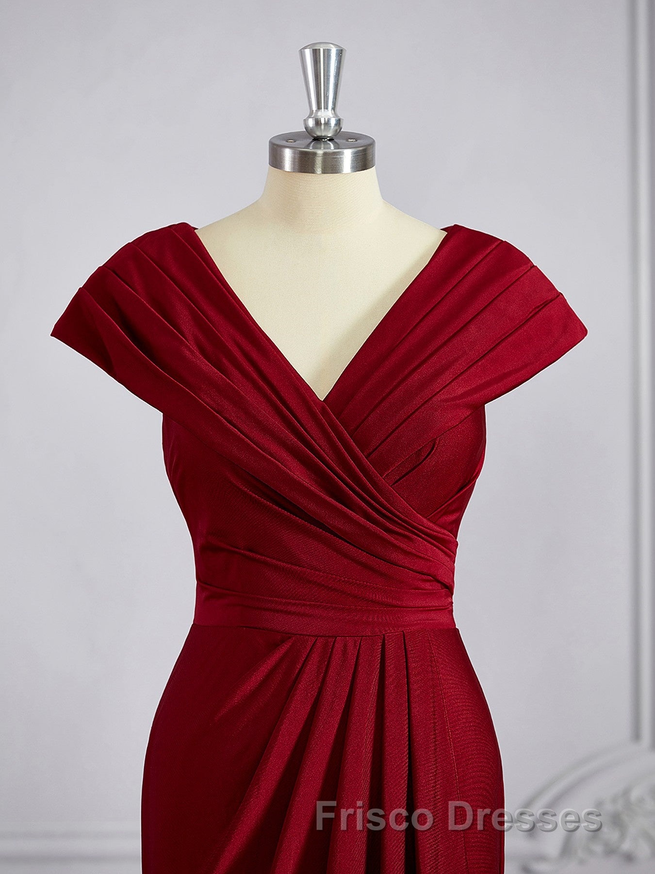 Sheath/Column V-neck Floor-Length Jersey Mother of the Bride Dress With Ruffles