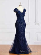 Sheath/Column V-neck Floor-Length Tulle Mother of the Bride Dress With Appliques Lace