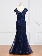 Sheath/Column V-neck Floor-Length Tulle Mother of the Bride Dress With Appliques Lace