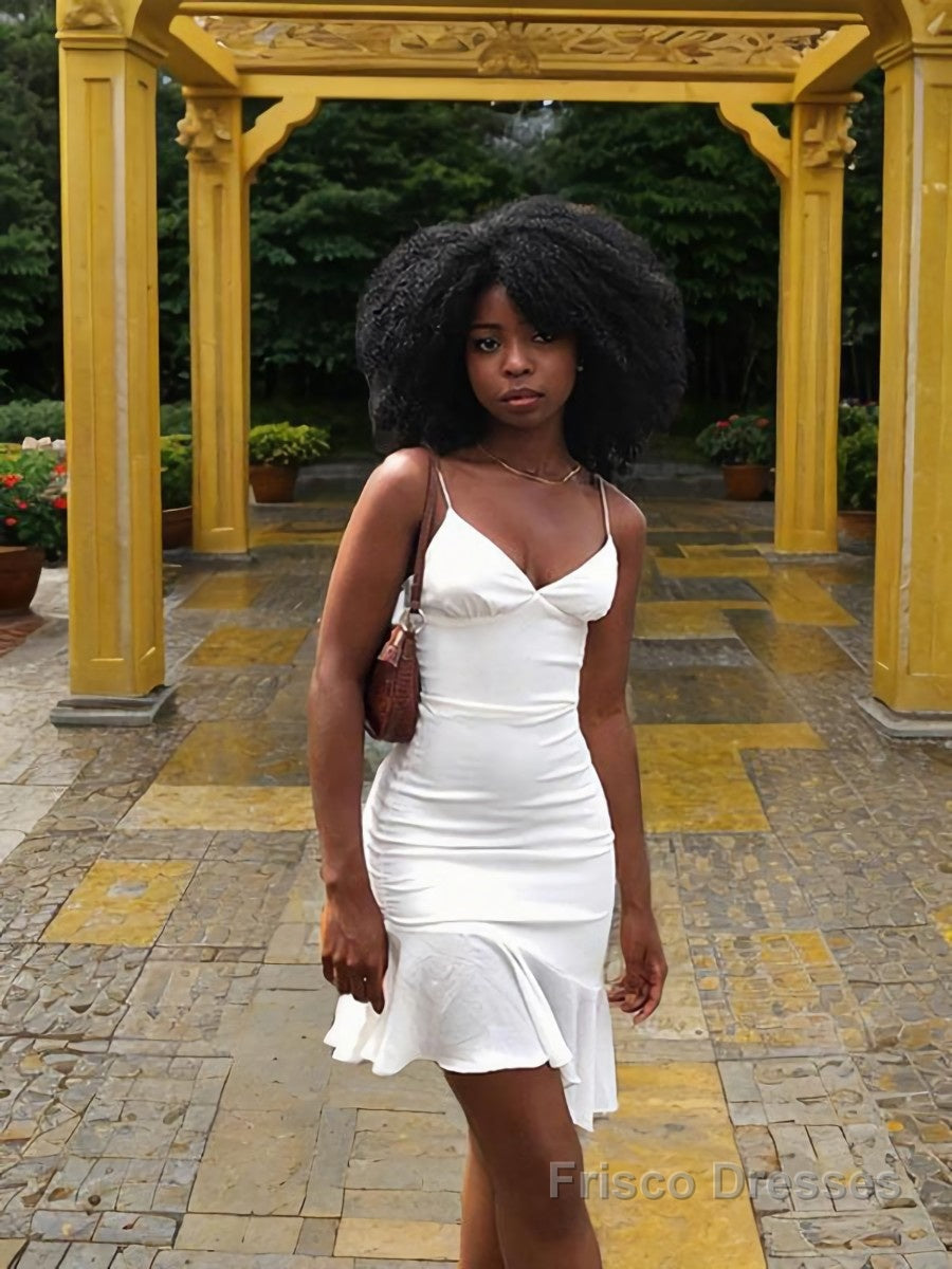 Sheath/Column V-neck Short/Mini Stretch Crepe Homecoming Dresses With Ruffles Main image