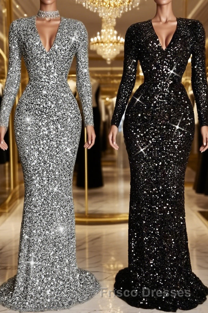 Sheath/Column V-neck Sweep Train Evening Dress Main image