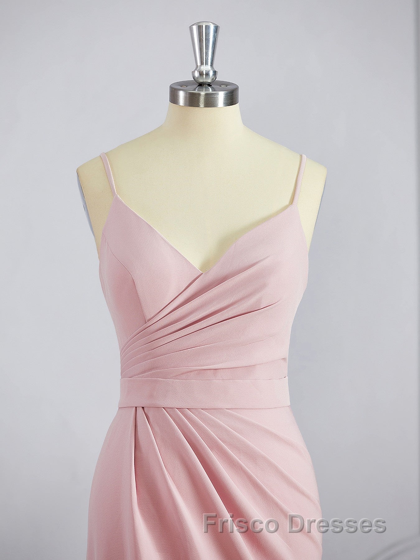 Sheath/Column V-neck Sweep Train Stretch Crepe Bridesmaid Dress with Leg Slit Secondary image